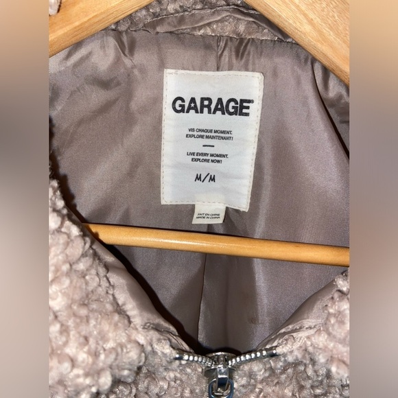 Women’s‎ GARAGE beige bomber style teddy coat size MEDIUM - Picture 5 of 15